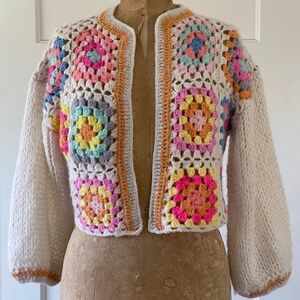Boho Patchwork Crochet Cardigan